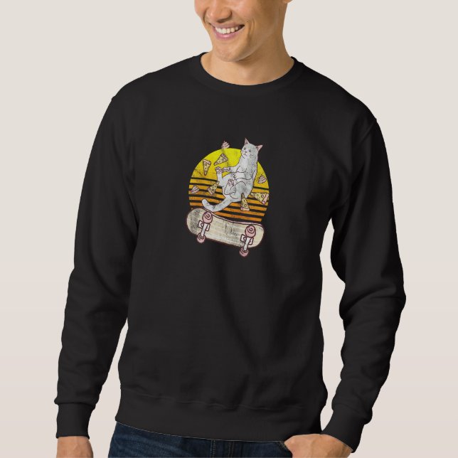Sudadera Patinador Cute Pizza Cat Skateboarder S (Anverso)