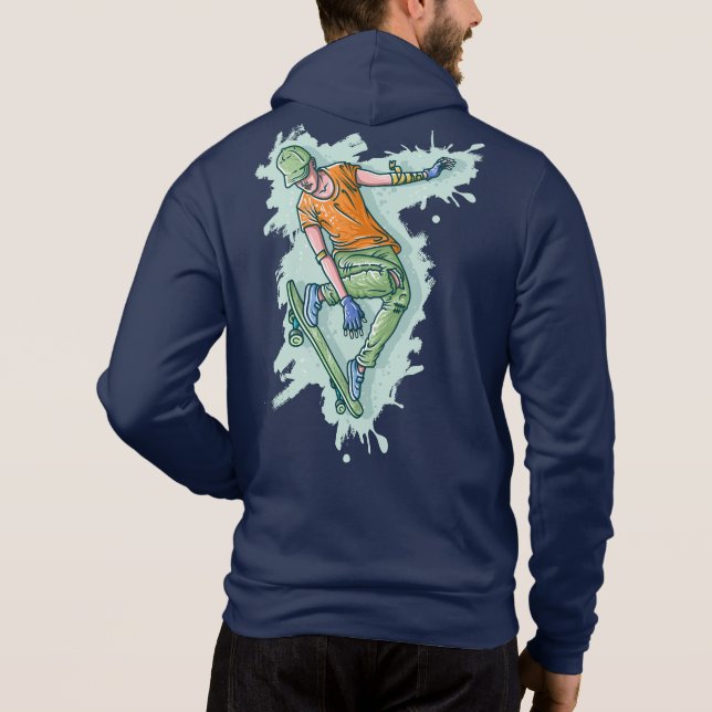 Sudadera Patinaje volador de colores, Ilustracion divertido (Reverso)