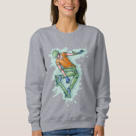 Sudadera Patinaje volador de colores, Ilustracion divertido