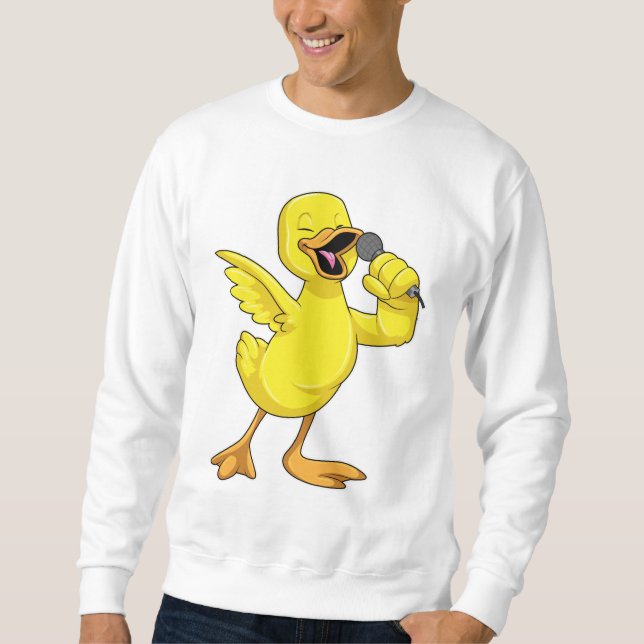 Sudadera Pato como cantante con micrófono (Anverso)