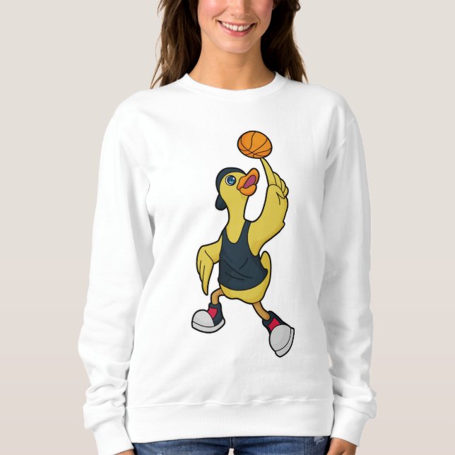 Sudadera Pato como jugador de béisbol con baloncesto (Anverso)