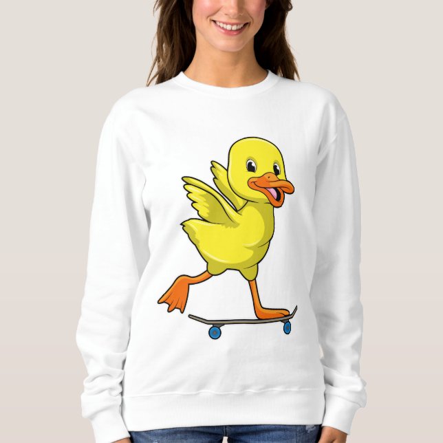 Sudadera Pato como patinador con patineta (Anverso)