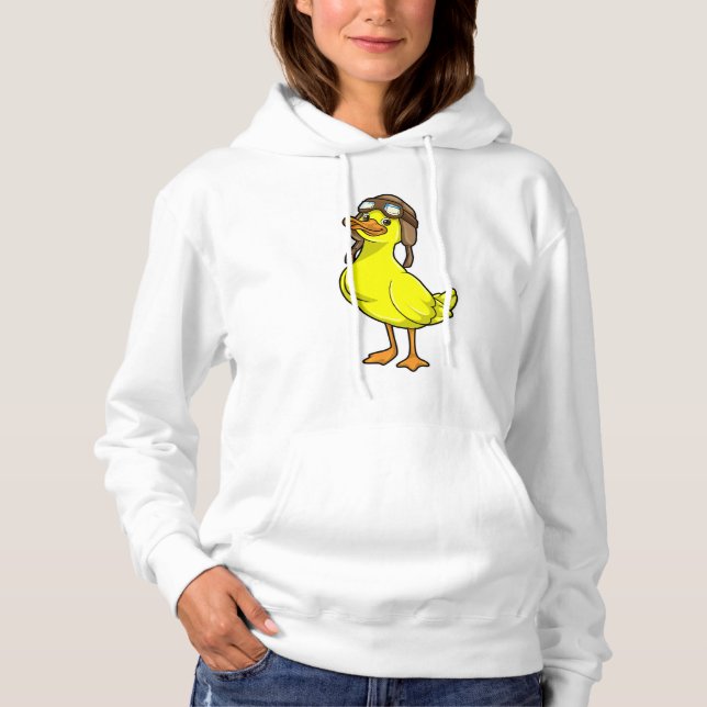 Sudadera Pato como piloto con tapón y gafas (Anverso)