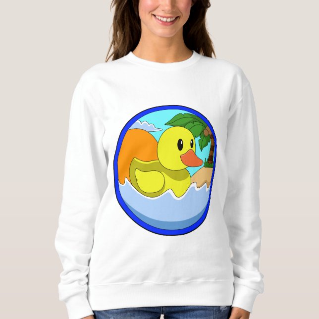Sudadera Pato en la playa con palmeras.PNG (Anverso)
