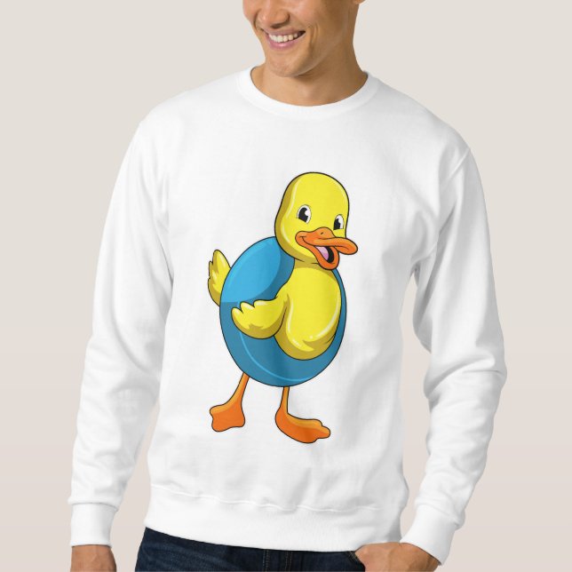 Sudadera Pato en Natación con anillo de natación (Anverso)