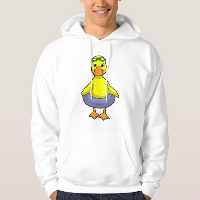 Sudadera Pato en Natación con anillo de natación (Anverso)