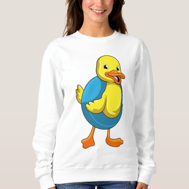 Sudadera Pato en Natación con anillo de natación (Anverso)