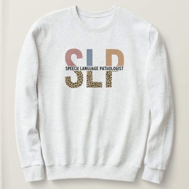 Sudadera Patólogo de voz SLP Leopard Print Typography (Anverso del diseño)