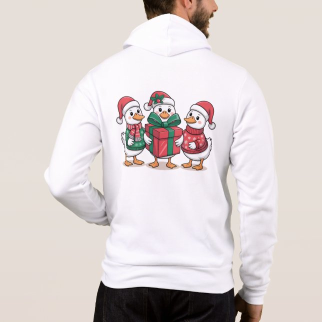 Sudadera Patos Navideños Lindos Arte de Dibujos Animados-68 (Reverso)