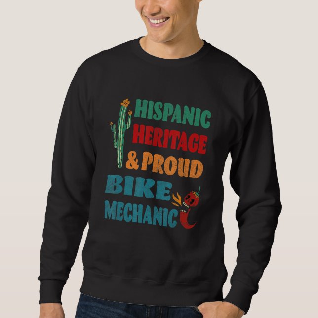 Sudadera Patrimonio hispano y máquina de ciclismo orgullosa (Anverso)