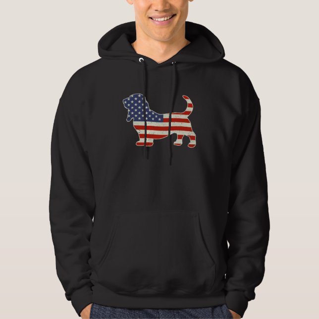 Sudadera Patriotic American Flag Bloodhound Dog  July 4th (Anverso)