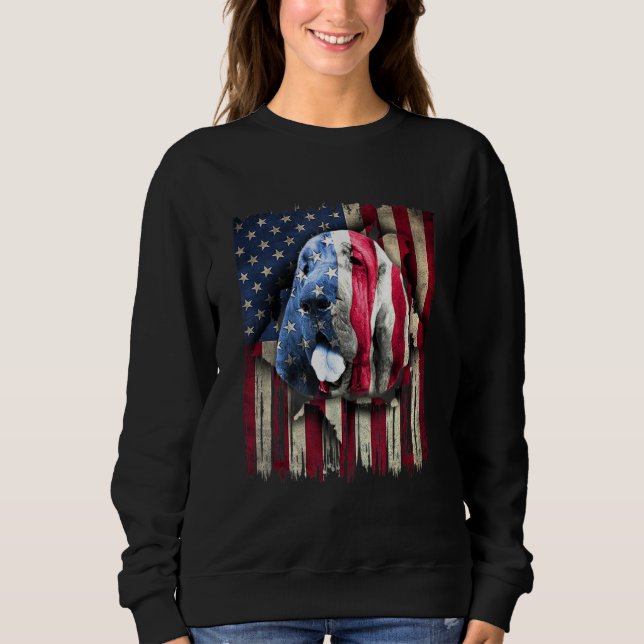 Sudadera Patriotic Bloodhound American Flag USA Dog (Anverso)