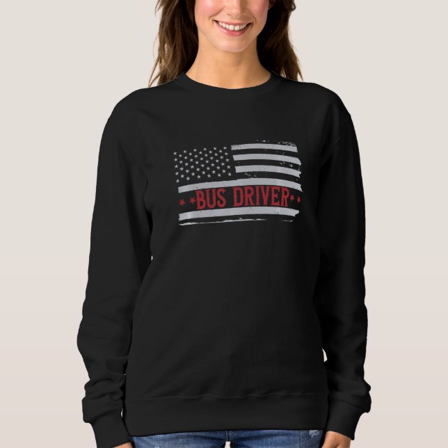 Sudadera Patriotic Bus Driver USA Flag School Bus Busman   (Anverso)