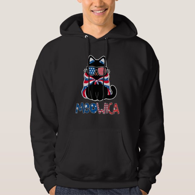 Sudadera Patriotic Cat Meowica Sunglasses 4th of July Funny (Anverso)