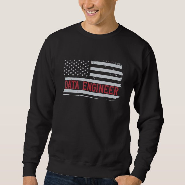 Sudadera Patriotic Data Engineer USA Flag Scientist Informa (Anverso)