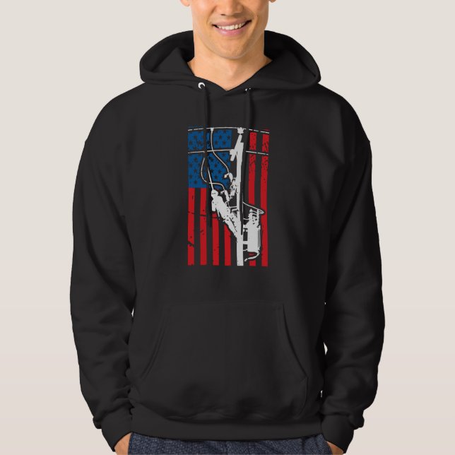 Sudadera Patriotic Lineman Tools Amercia USA Flag Electrici (Anverso)