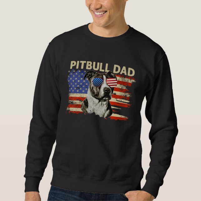Sudadera Patriotic Pitbull Dad  4th of July American Flag U (Anverso)