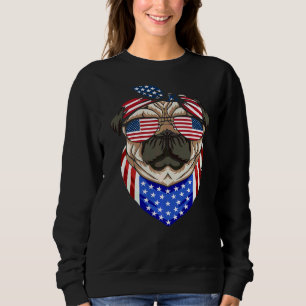 Sudadera Patriotic Pug 4 De Julio Cute Perro Bandera Estado