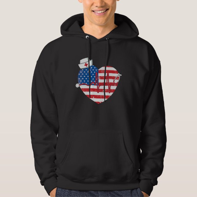 Sudadera Patriotic RN LPN CNA American Flag July 4th Nurse (Anverso)