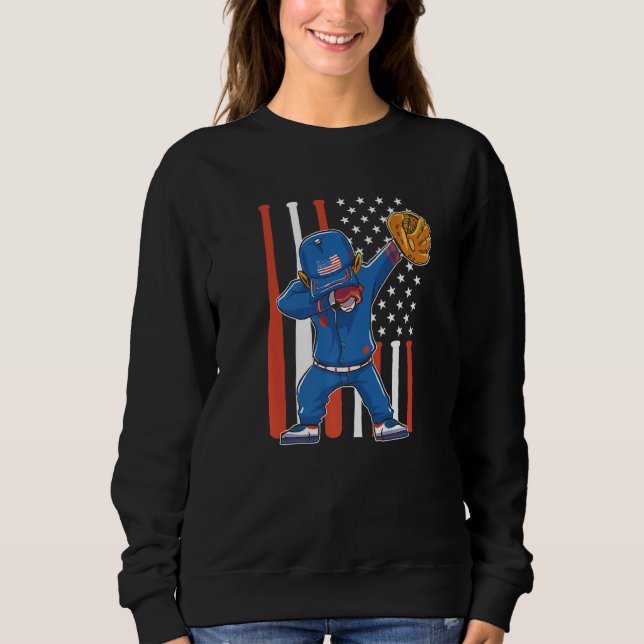 Sudadera patriotic usa us flag dabbin' baseball player Prem (Anverso)