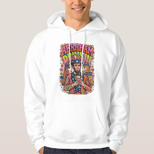 Sudadera Patriótico Abraham Bebiendo Retro (Anverso)