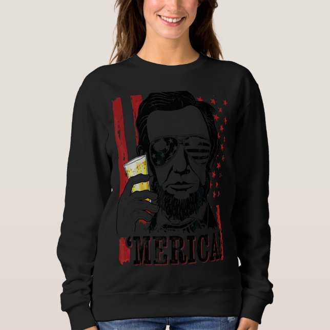 Sudadera Patriótico Abraham Lincoln Bandera Americana 4ª (Anverso)