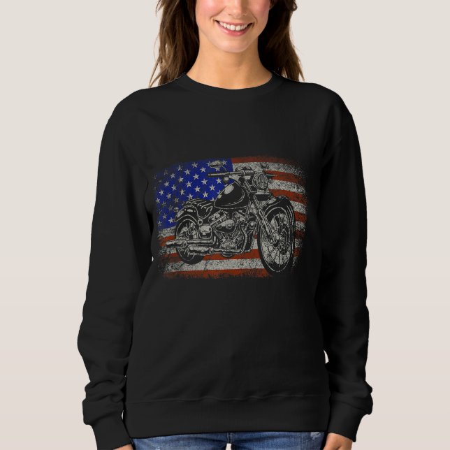 Sudadera Patriótico Americano Motociclista Gigante Bandera  (Anverso)
