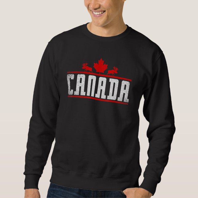 Sudadera Patriótico Canadá de la hoja de arce Moose Canadá (Anverso)