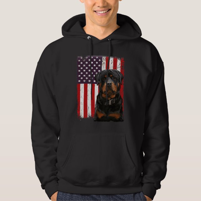 Sudadera Patriótico De La Bandera Estadounidense Rottweiler (Anverso)