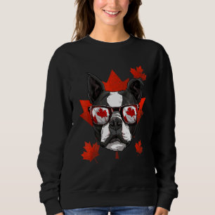 Sudadera Patriótico de la hoja de arce del perro del Boston