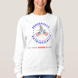 Sudadera Patriótico de manga larga blanca de las mujeres