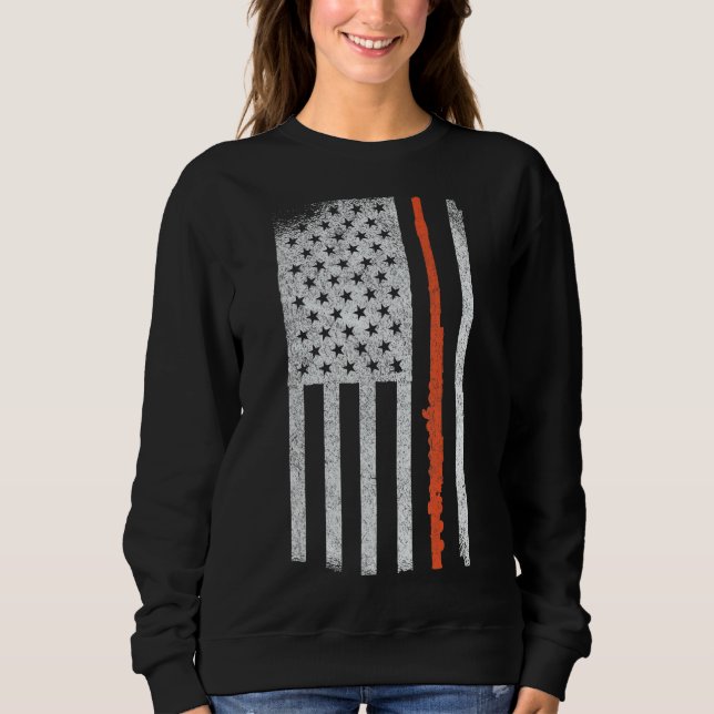 Sudadera Patriótico Flute Funny Flute Player Flutist Retro  (Anverso)