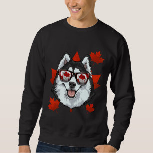 Sudadera Patriótico Siberian Husky Dog Maple Leaf C canadie