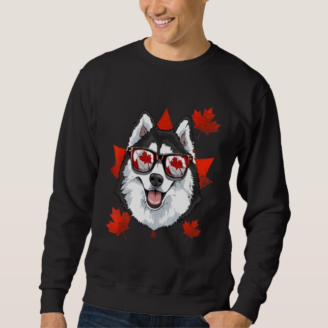 Sudadera Patriótico Siberian Husky Dog Maple Leaf C canadie (Anverso)