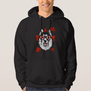 Sudadera Patriótico Siberian Husky Dog Maple Leaf C canadie