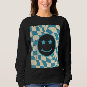 Sudadera Patrón a cuadros de cara feliz retro_1