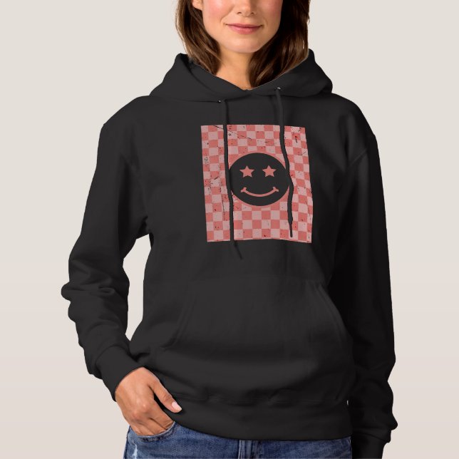 Sudadera Patrón a cuadros de cara feliz retro_2 (Anverso)