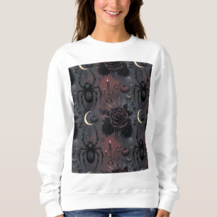 Sudadera Patrón continuo de Halloween gótico oscuro: arañas