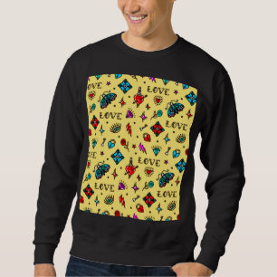 Sudadera Patrón de amor del tatuaje de la vieja escuela
