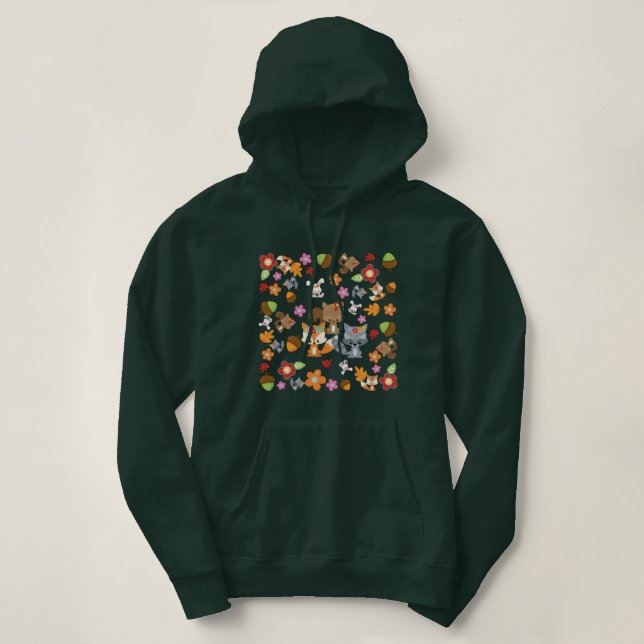 Sudadera Patrón de animales de bosque de tema de otoño (Diseño del anverso)