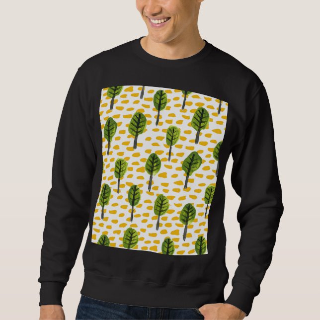 Sudadera Patrón de árbol negro verde Naive (Anverso)