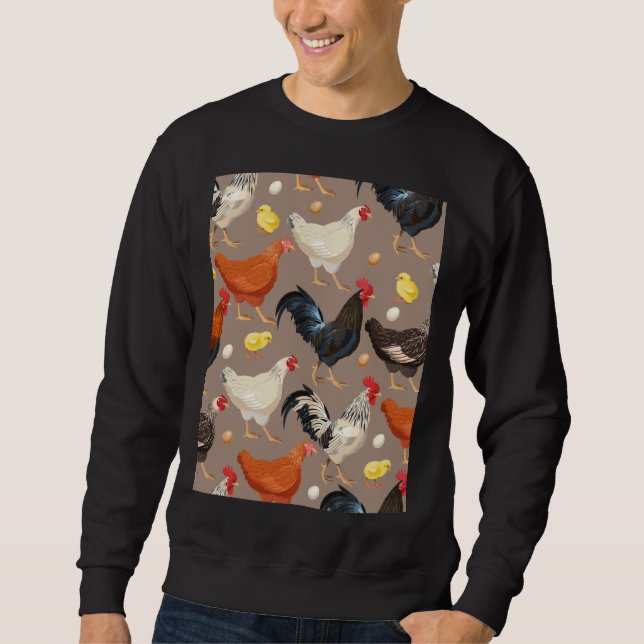 Sudadera patrón de color de pollo Activo (Anverso)