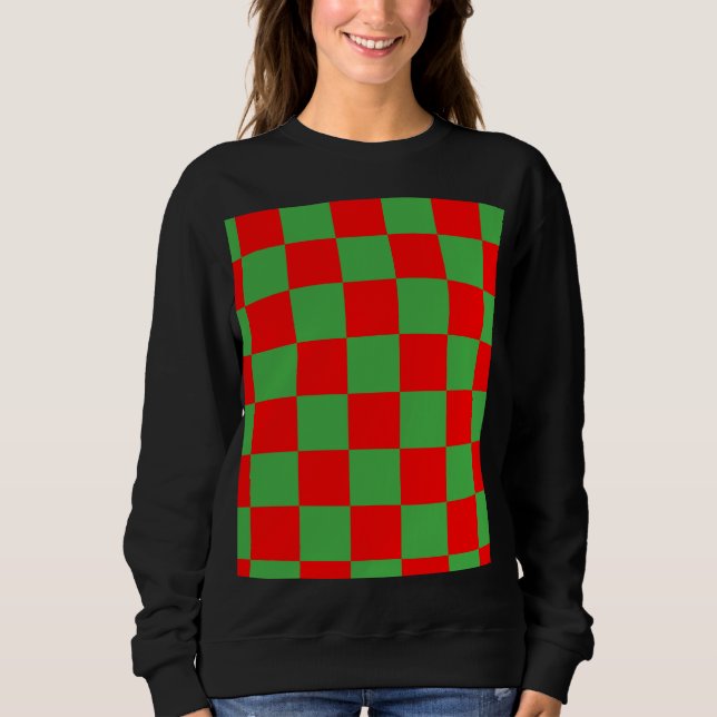 Sudadera Patrón de comprobación de verde rojo (Anverso)
