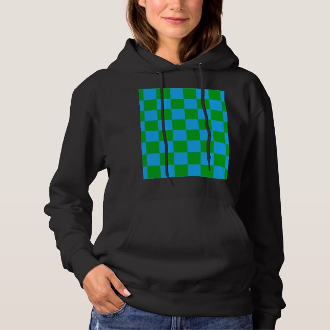 Sudadera Patrón de comprobación verde azul (Anverso)