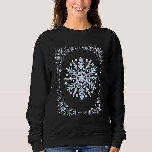 Sudadera Patrón De Copo De Nieve Azul Cubierto Para Chicas 