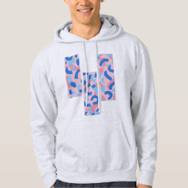 Sudadera Patrón de dibujo dividido rosa y azul