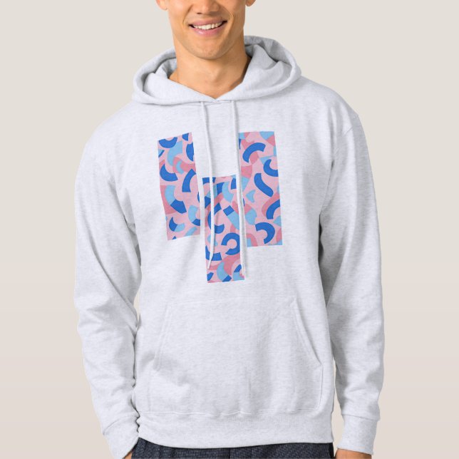 Sudadera Patrón de dibujo dividido rosa y azul (Anverso)