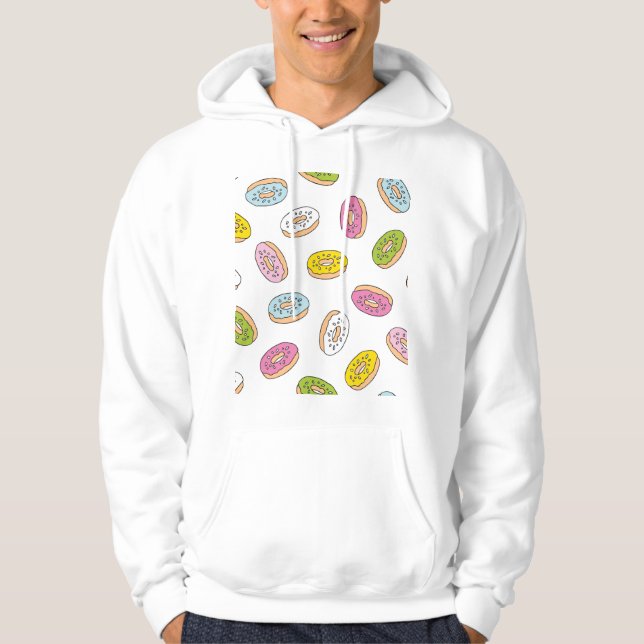 Sudadera Patrón de donuts Doodle, diseño sin fisuras. (Anverso)
