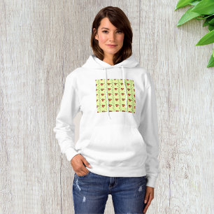 Sudadera Patrón de enredadera floral roja sobre verde claro
