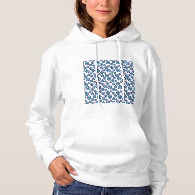 Sudadera Patrón de flores azules violetas (Anverso)